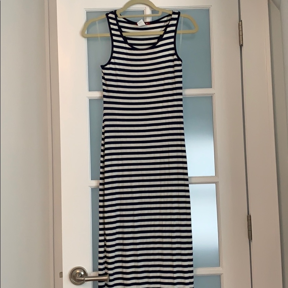 Navy and white stripe maxi dress